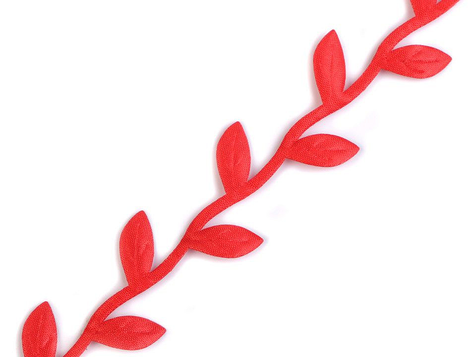 Bandă decorativă cu frunze din satin - Verde (1 Metru)