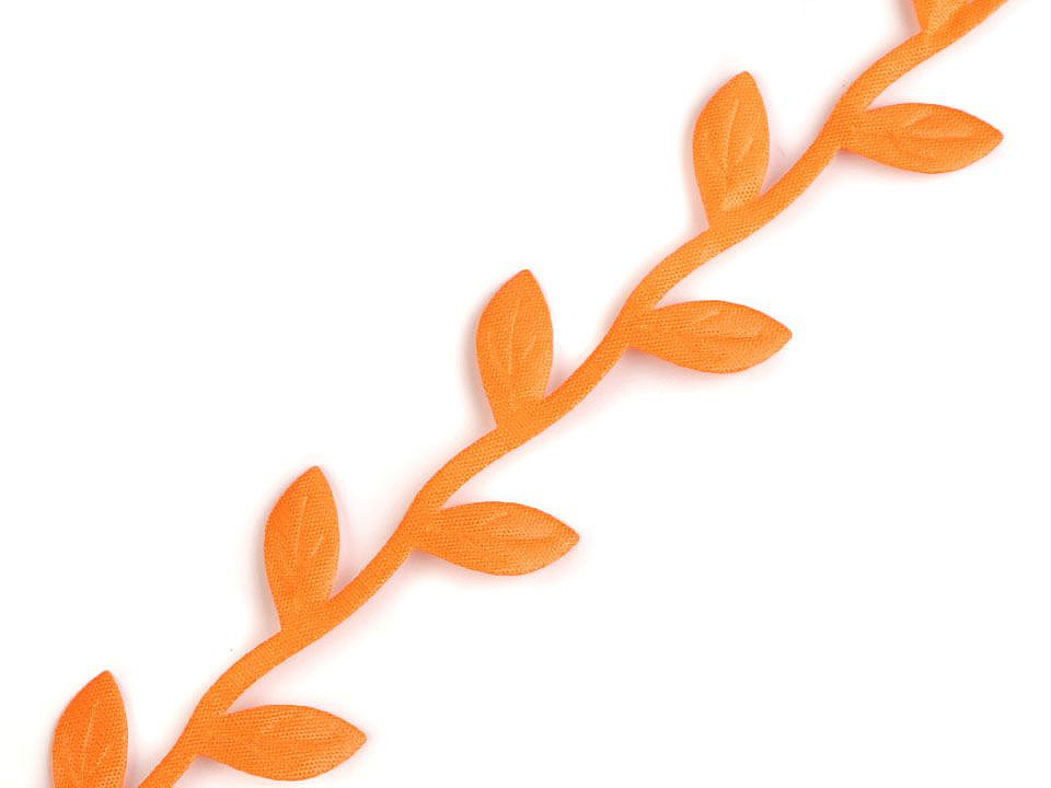 Bandă decorativă cu frunze din satin - Verde (1 Metru)