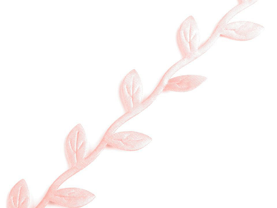 Bandă decorativă cu frunze din satin - Verde (1 Metru)