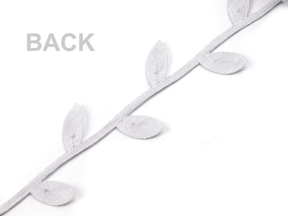 Bandă decorativă cu frunze din satin - Verde (1 Metru)