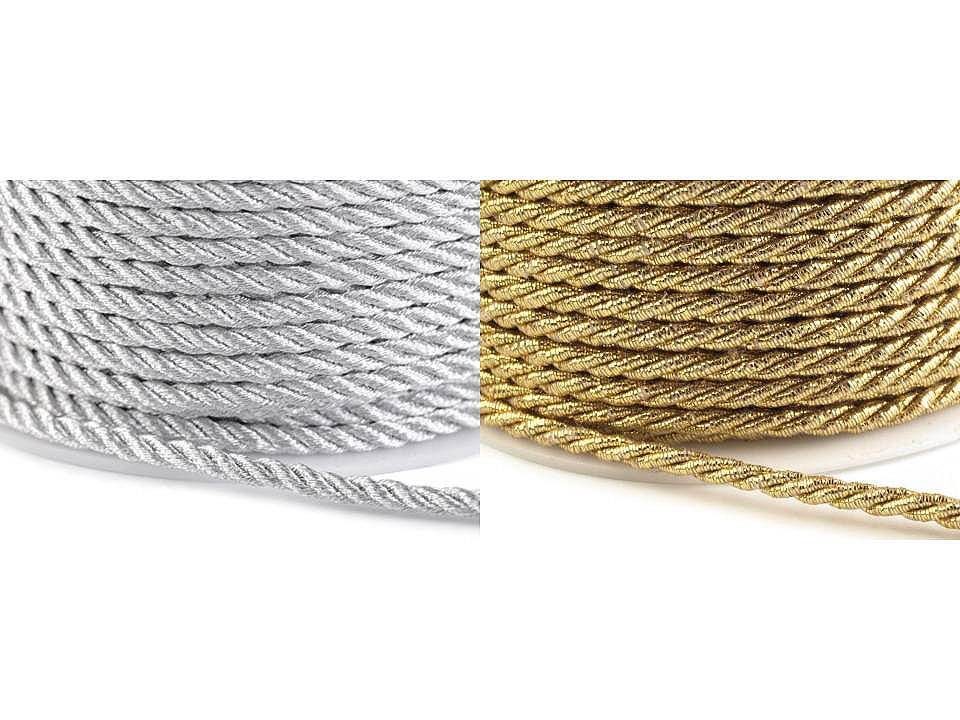 Șnur răsucit lurex, ø3 mm - Argintiu (20 Metri)