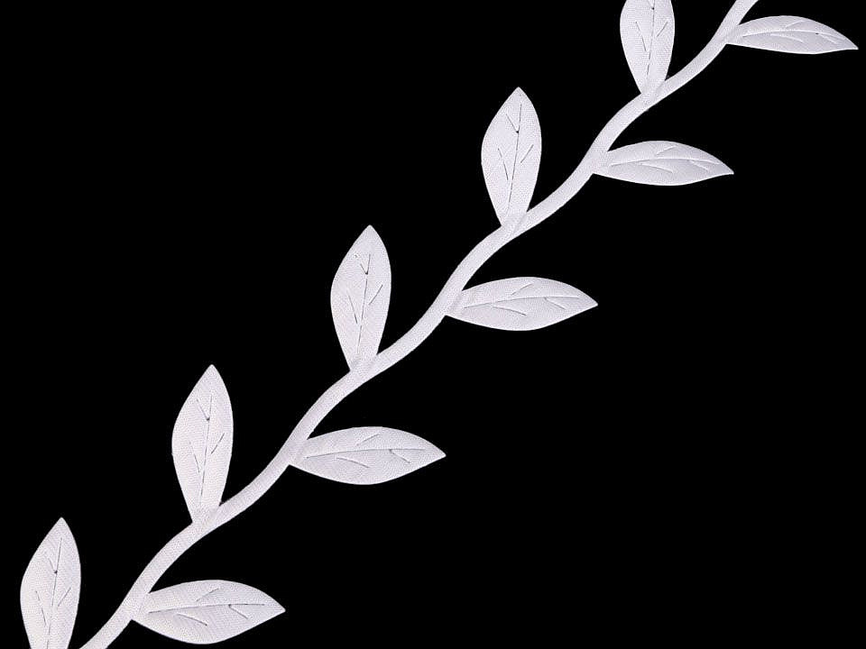 Bandă decorativă cu frunze din satin - Verde (1 Metru)