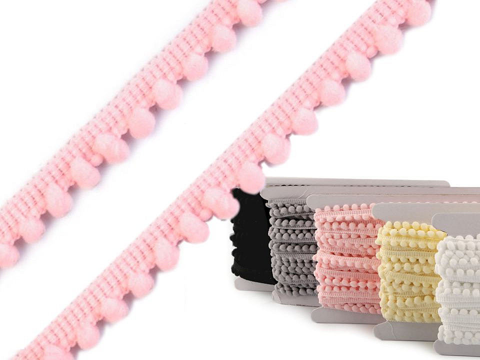 Bandă cu ciucuri, lățime 11 mm - Gri porumbel (1 Metru)