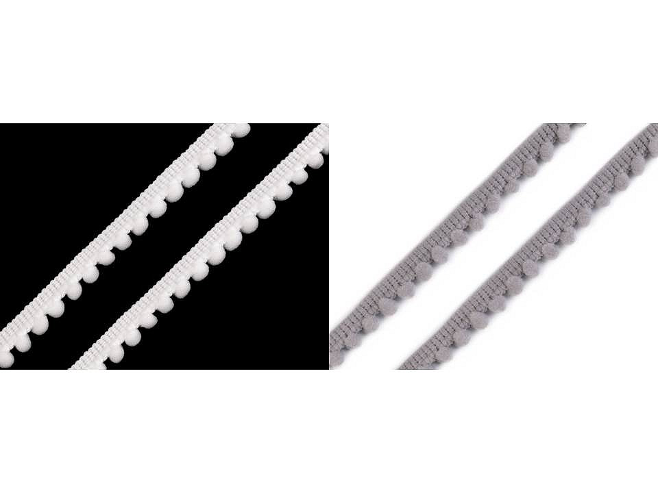 Bandă cu ciucuri, lățime 11 mm - Gri porumbel (1 Metru)