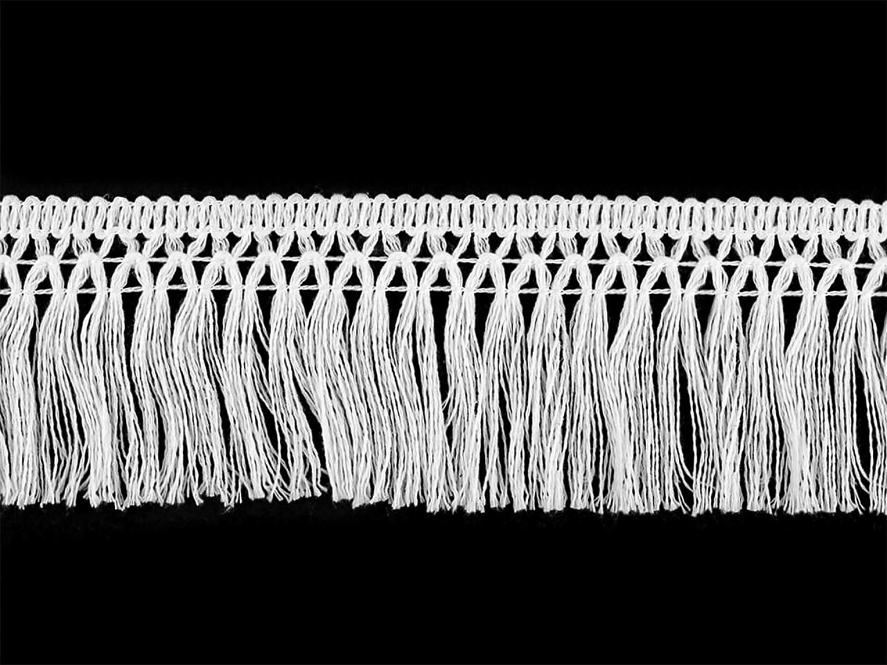 Franjuri bumbac, lățime 55 mm - Alb (9 Metri)