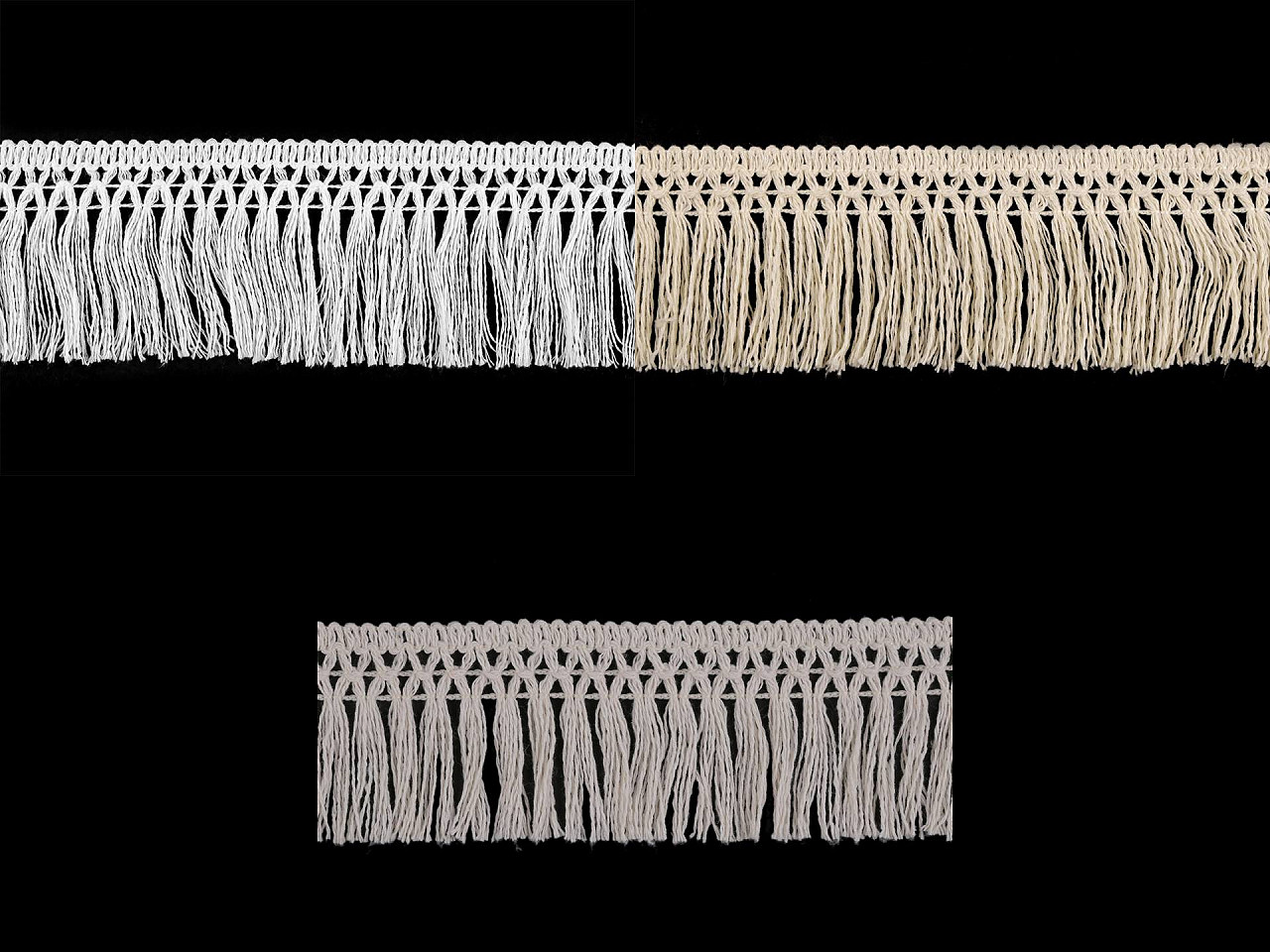 Franjuri bumbac, lățime 55 mm - Alb (9 Metri)