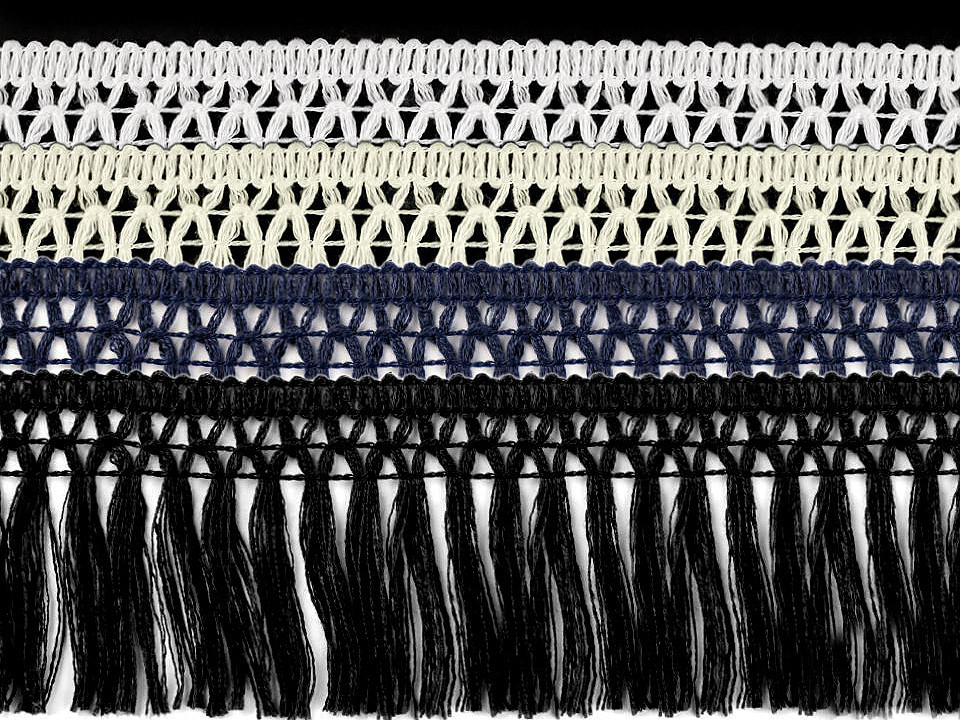 Franjuri bumbac, lățime 55 mm - Alb (9 Metri)