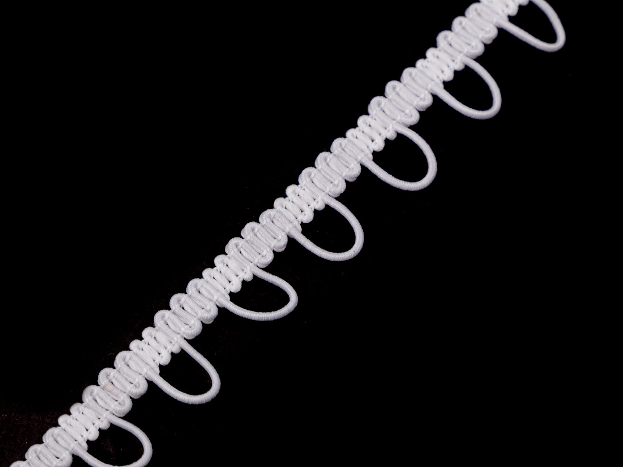 Bandă cu butoniere elastice, lățime 15 mm - Alb (1 Metru)