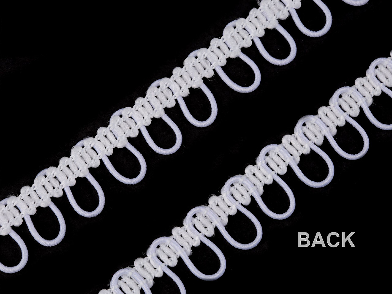 Bandă cu butoniere elastice, lățime 15 mm - Alb (1 Metru)