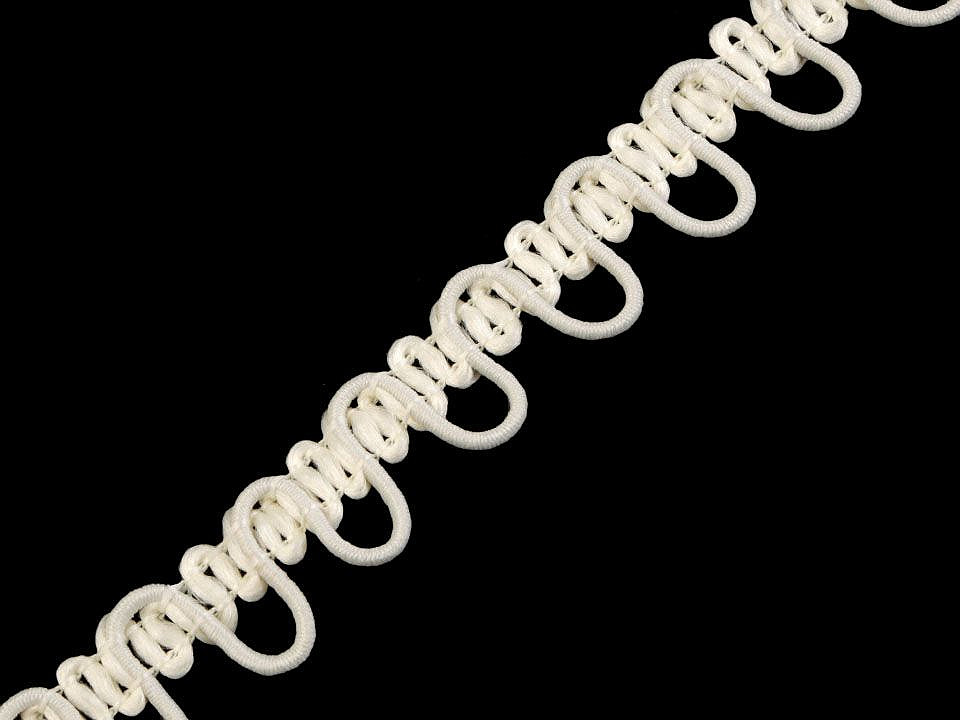 Bandă cu butoniere elastice, lățime 15 mm - Alb (1 Metru)