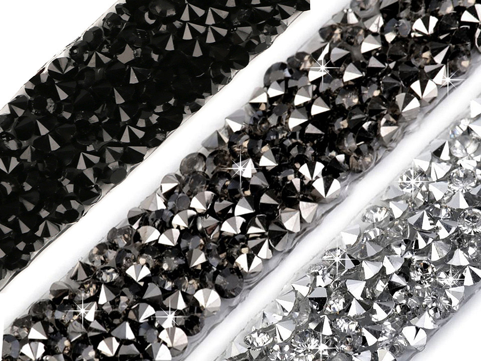 Galon / bandă cu strasuri termoadezivă, lățime 15 mm - Auriu (1 Metru)