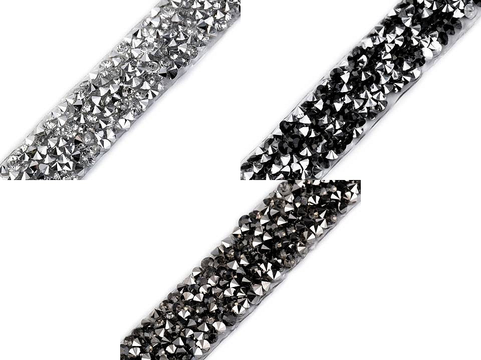 Galon / bandă cu strasuri termoadezivă, lățime 15 mm - Auriu (1 Metru)