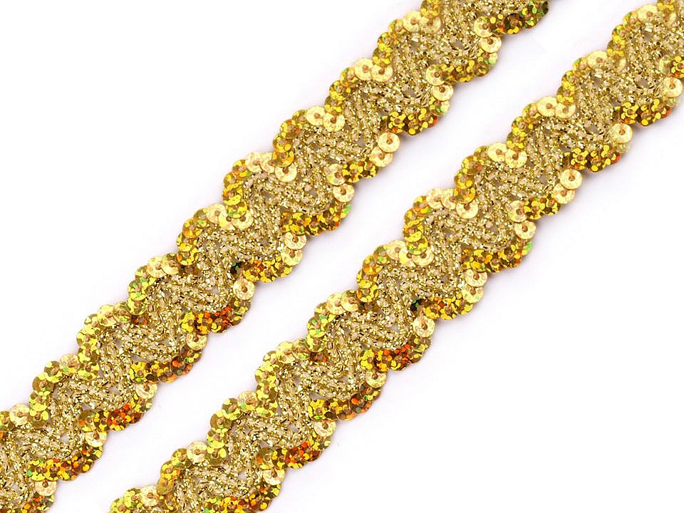 Bandă decorativă cu paiete, lățime 20 mm - Argintiu (1 Metru)