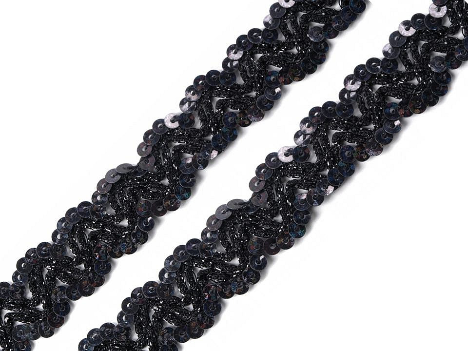 Bandă decorativă cu paiete, lățime 20 mm - Argintiu (1 Metru)