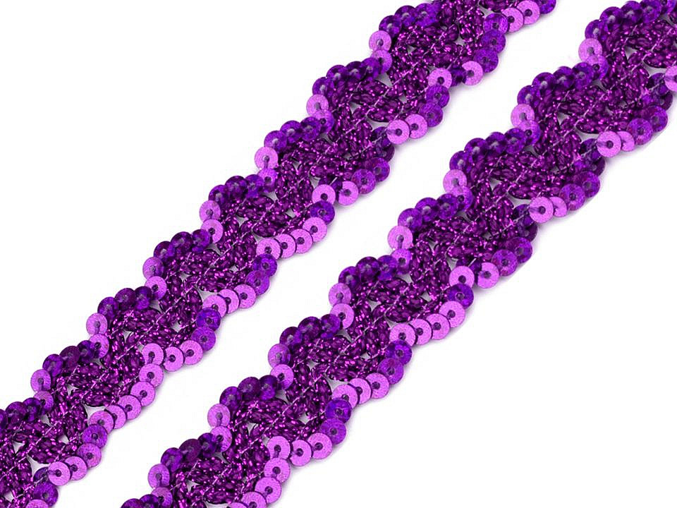 Bandă decorativă cu paiete, lățime 20 mm - Argintiu (1 Metru)