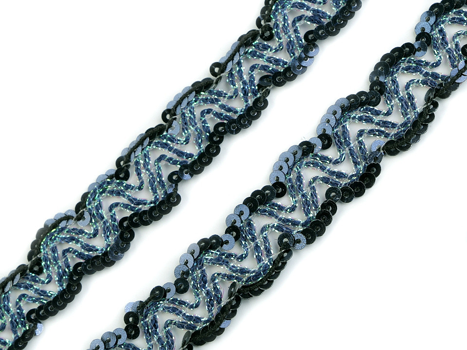 Bandă decorativă cu paiete, lățime 20 mm - Argintiu (1 Metru)