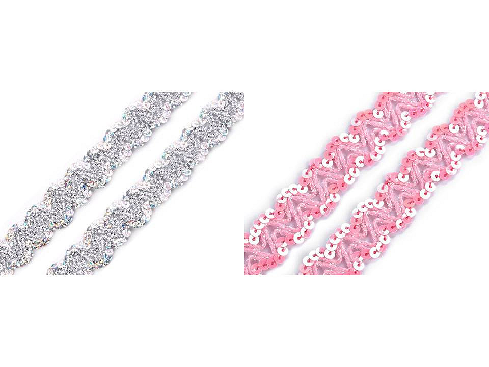 Bandă decorativă cu paiete, lățime 20 mm - Argintiu (1 Metru)