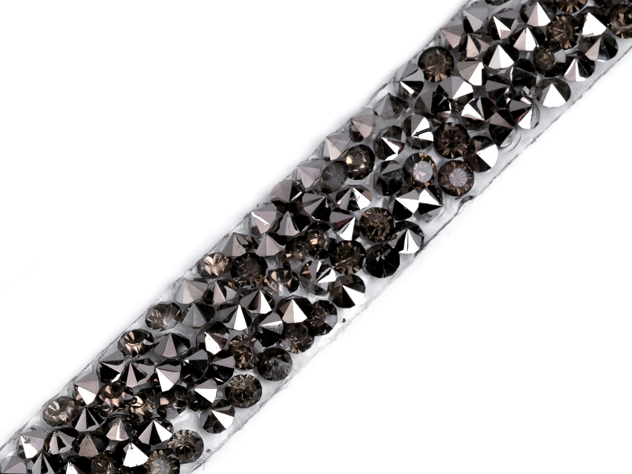 Galon / bandă cu strasuri termoadezivă, lățime 12 mm - Argintiu (9 Metri)