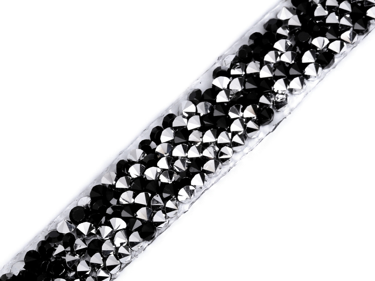 Galon / bandă cu strasuri termoadezivă, lățime 12 mm - Argintiu (9 Metri)