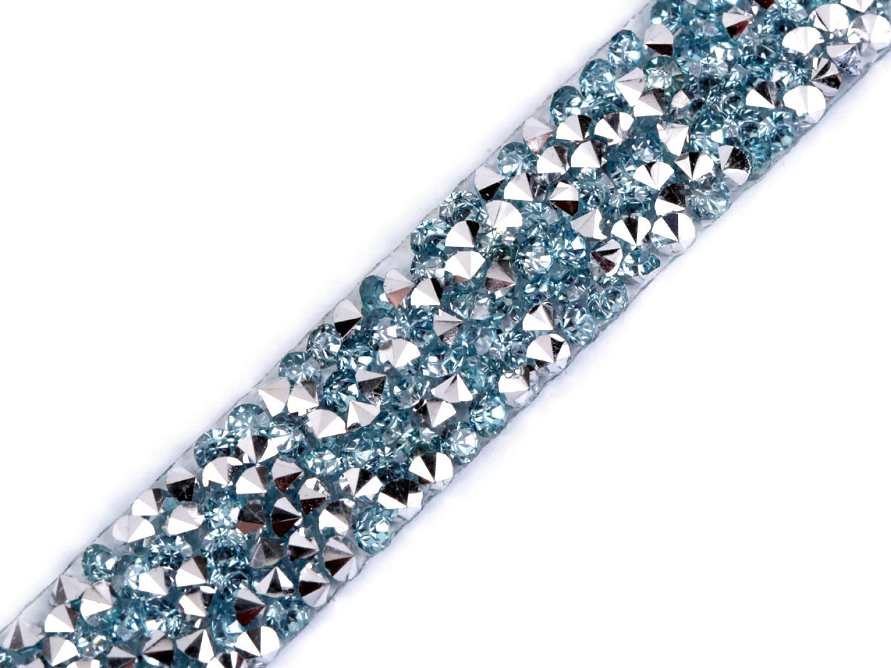 Galon / bandă cu strasuri termoadezivă, lățime 12 mm - Argintiu (9 Metri)