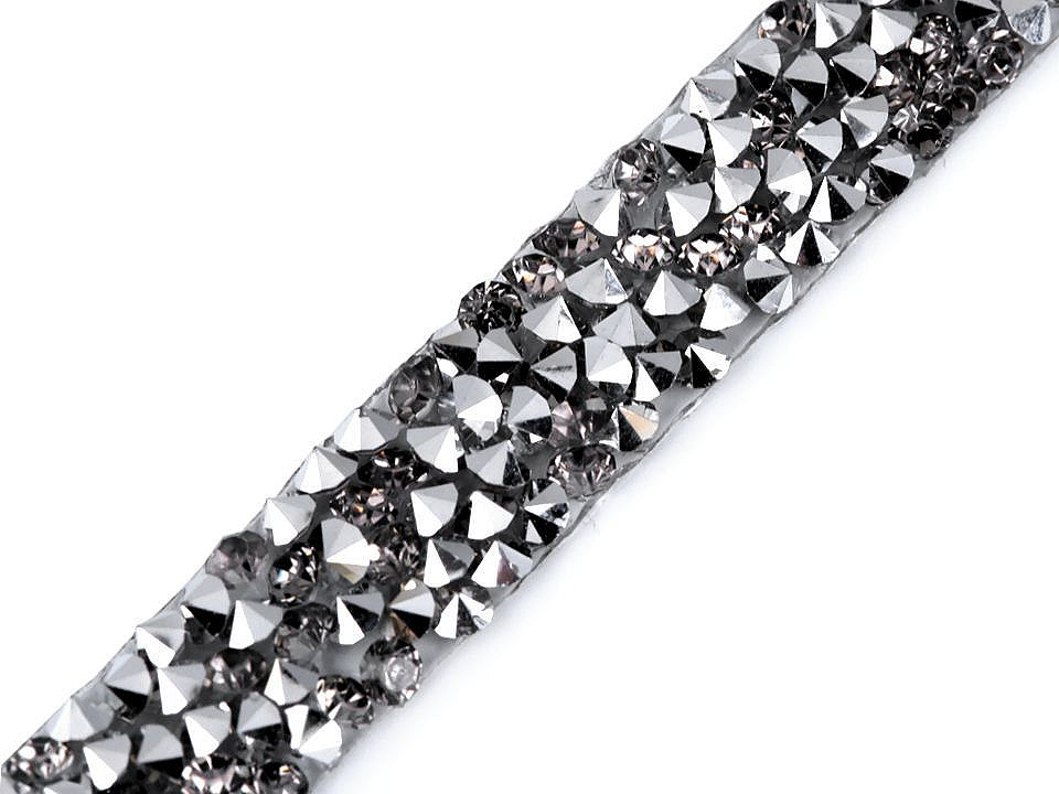 Galon / bandă cu strasuri termoadezivă, lățime 12 mm - Argintiu (9 Metri)