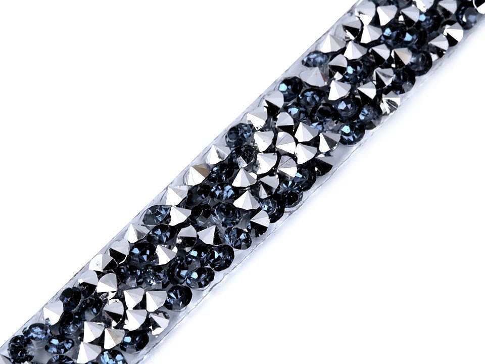 Galon / bandă cu strasuri termoadezivă, lățime 12 mm - Argintiu (9 Metri)