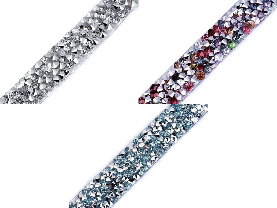 Galon / bandă cu strasuri termoadezivă, lățime 12 mm - Argintiu (9 Metri)