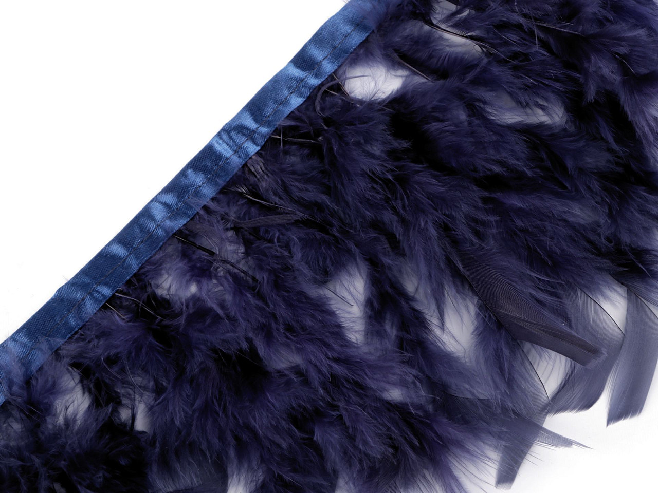 Bandă din pene de curcă 5-9 cm - Albastru închis (1 Metru)