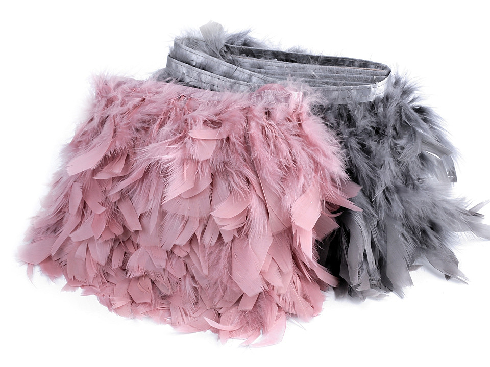 Bandă din pene de curcă 5-9 cm - Albastru închis (1 Metru)