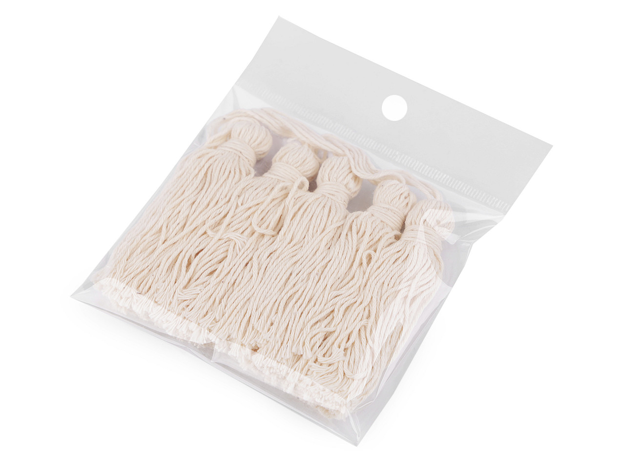 Ciucure din bumbac cu margele 12,5 cm - Ecru deschis (5 Bucăți)