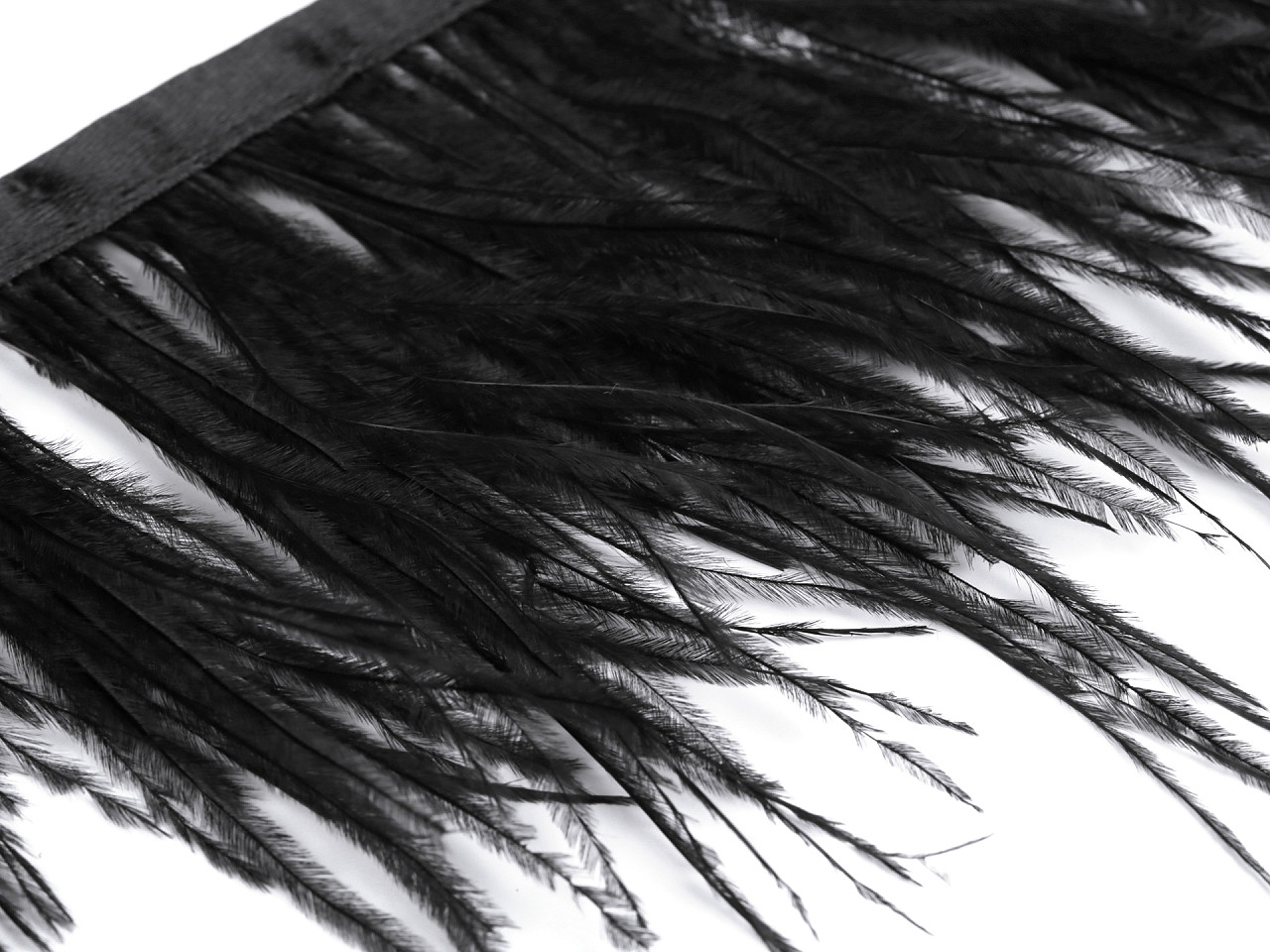 Banda pene de marabu 5-10 cm - Negru (1 Metru)