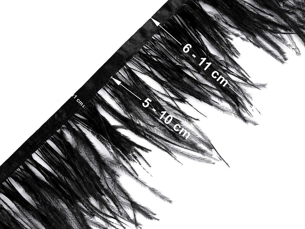 Banda pene de marabu 5-10 cm - Negru (1 Metru)