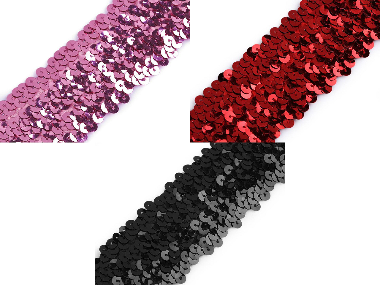 Galon elastic cu paiete 45 mm - Roz deschis (1 Metru)