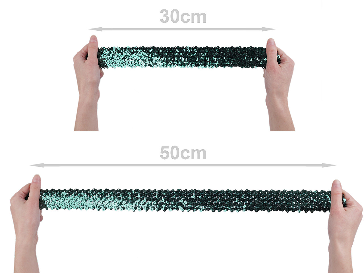 Galon elastic cu paiete 45 mm - Roz deschis (1 Metru)