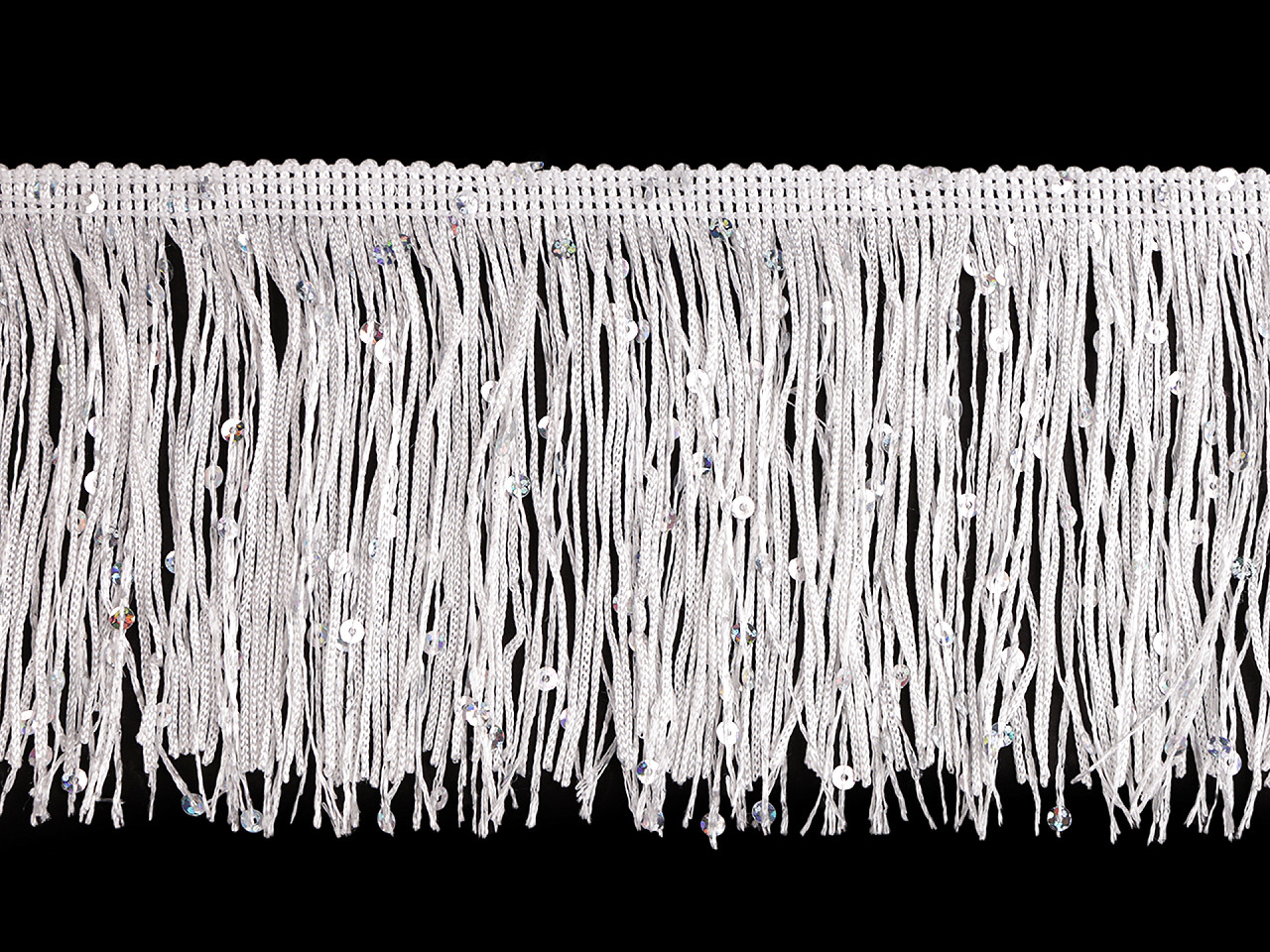 Franjuri cu paiete 10 cm - Alb (1 Metru)