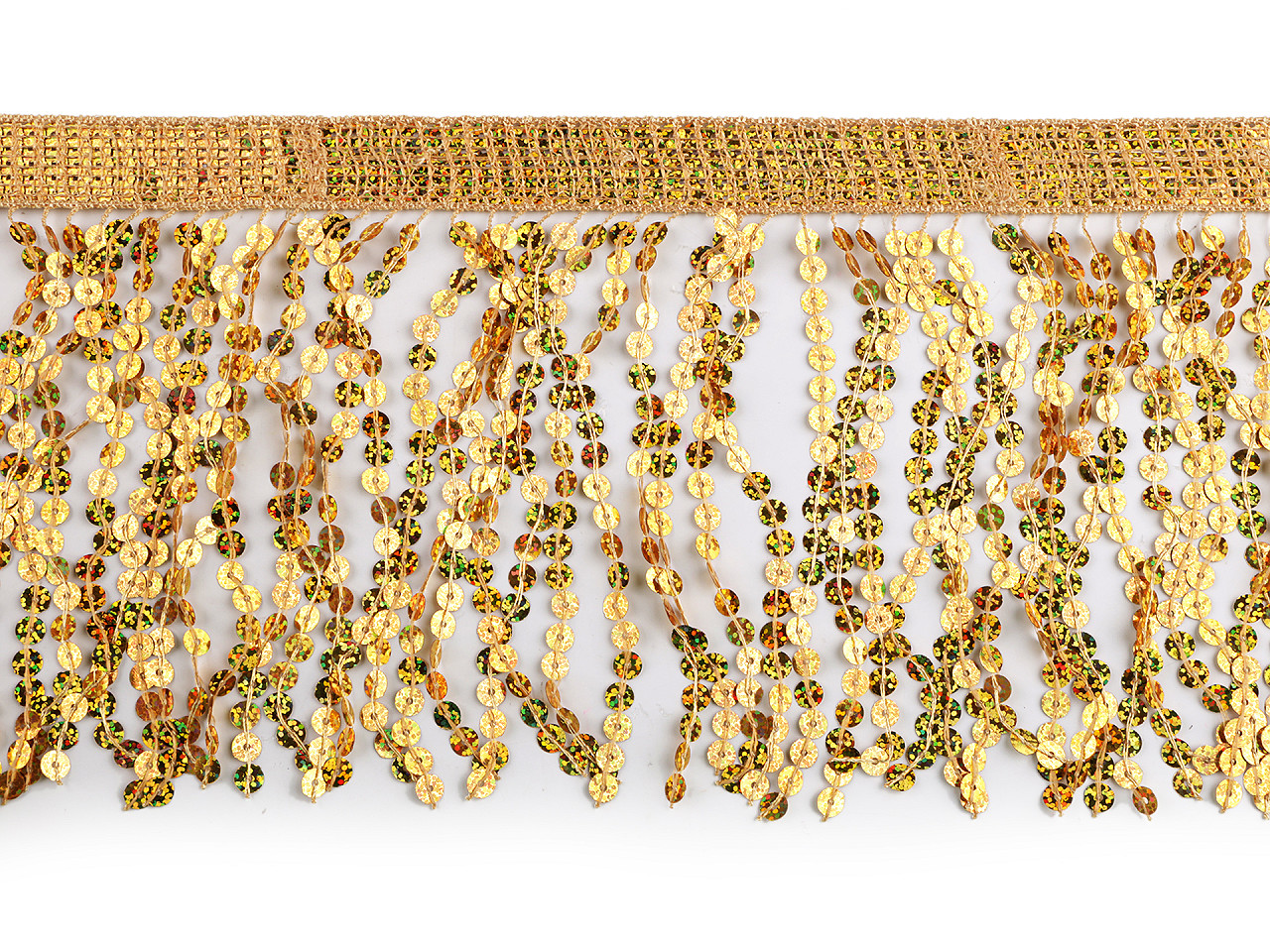 Franjuri cu paiete holografice, latime 15 cm - Negru (1 Metru)