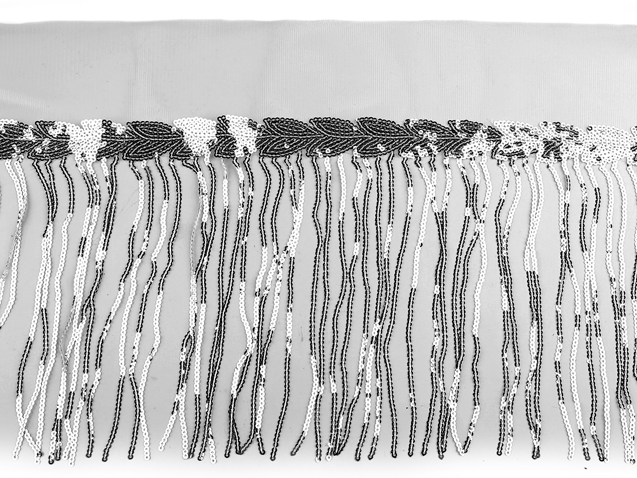 Banda / galon organza cu franjuri din paiete, latime 20 cm - Mov purpuriu (1 Metru)