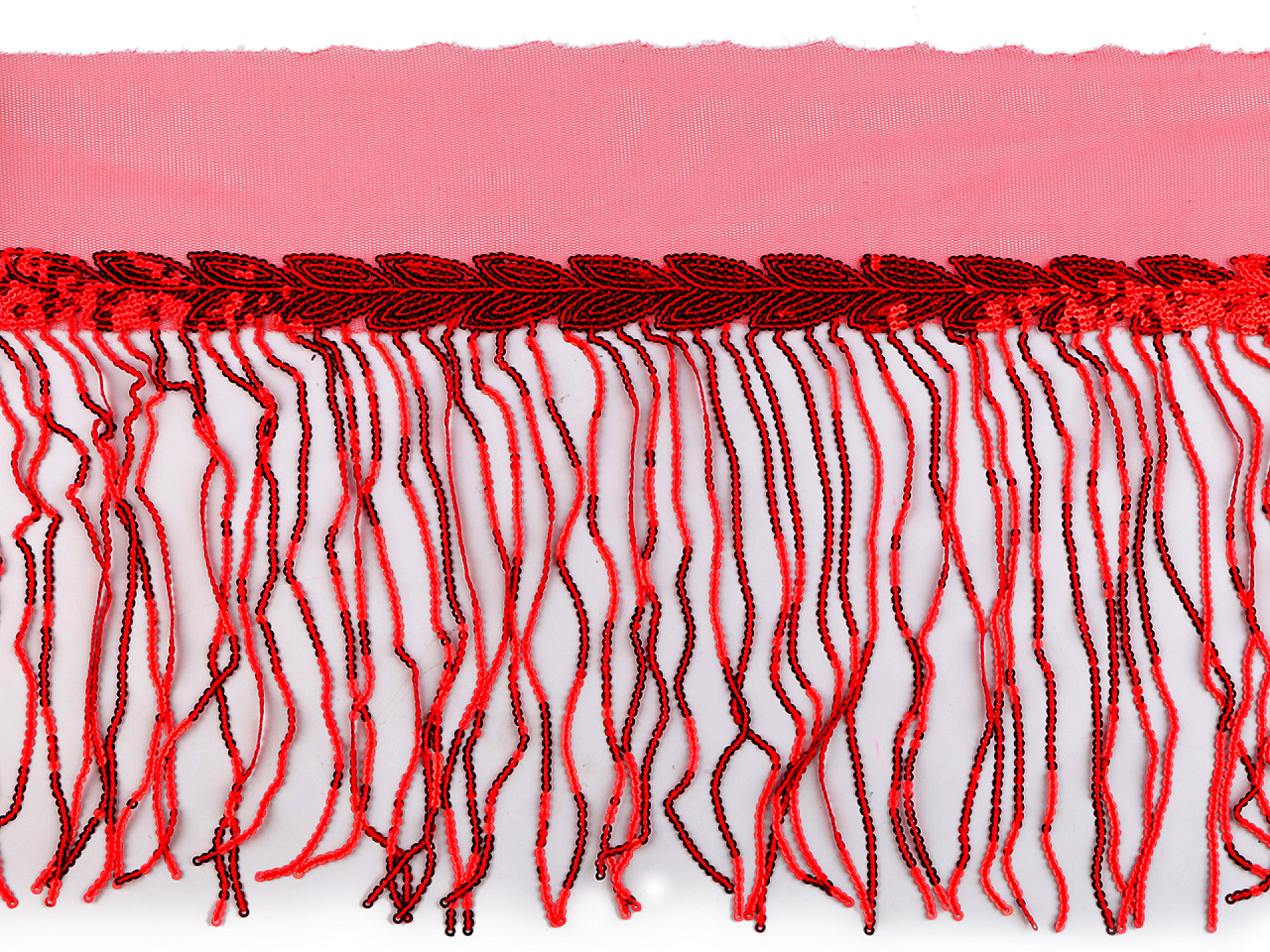 Banda / galon organza cu franjuri din paiete, latime 20 cm - Mov purpuriu (1 Metru)