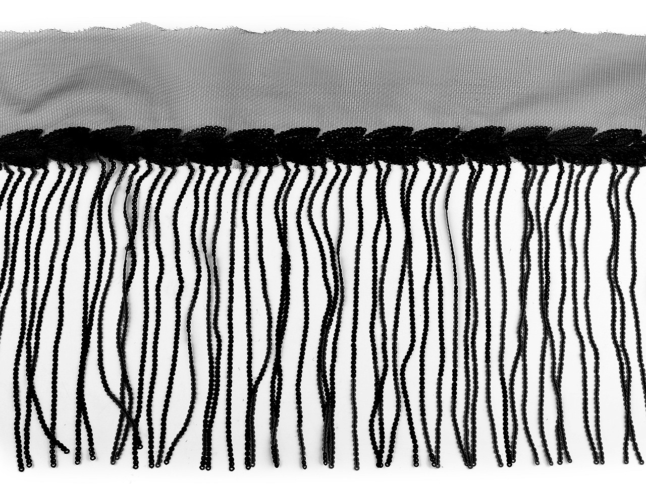 Banda / galon organza cu franjuri din paiete, latime 20 cm - Mov purpuriu (1 Metru)