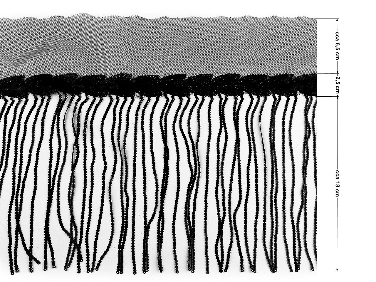 Banda / galon organza cu franjuri din paiete, latime 20 cm - Mov purpuriu (1 Metru)