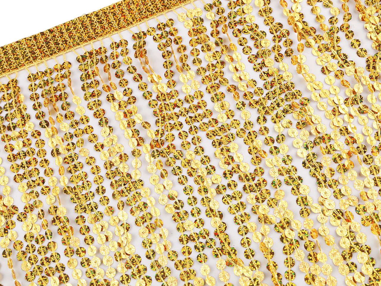 Franjuri cu paiete holografice, latime 30 cm - Argintiu (1 Metru)