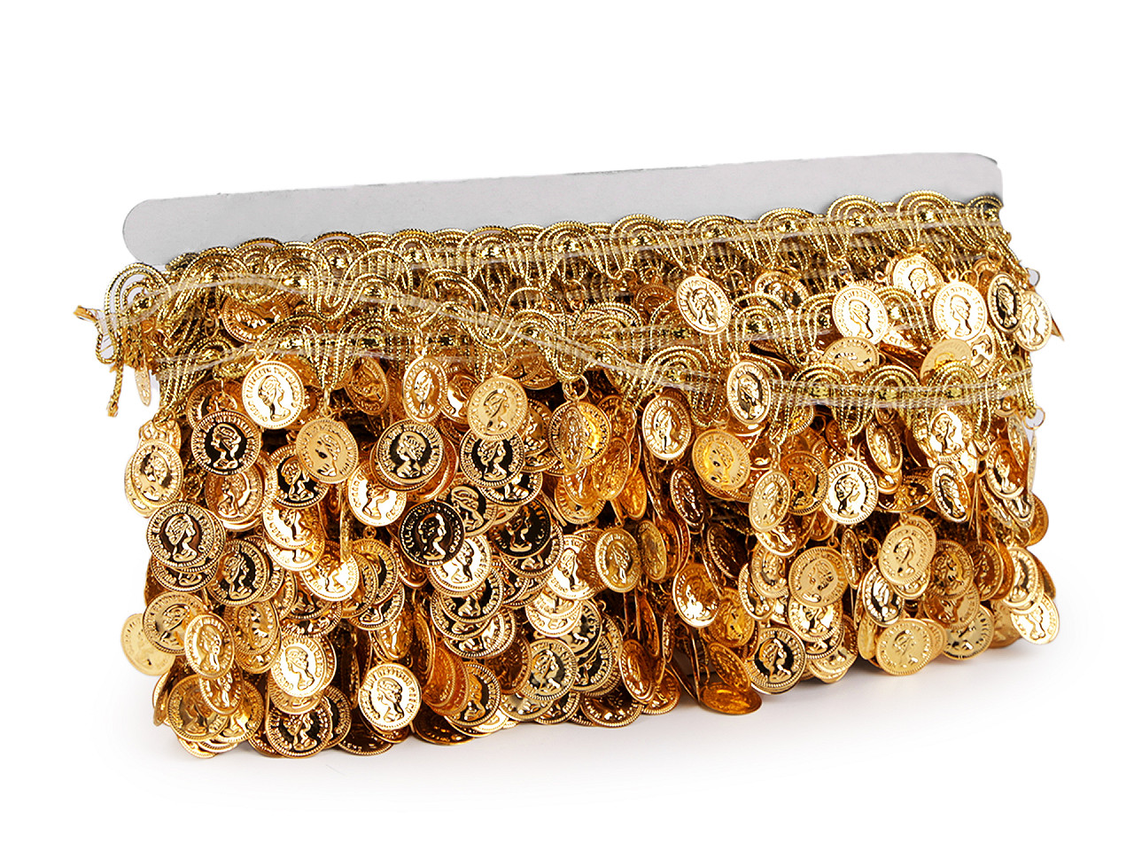 Banda/galon shakira cu monede, latime 38 mm - Auriu (1 Metru)
