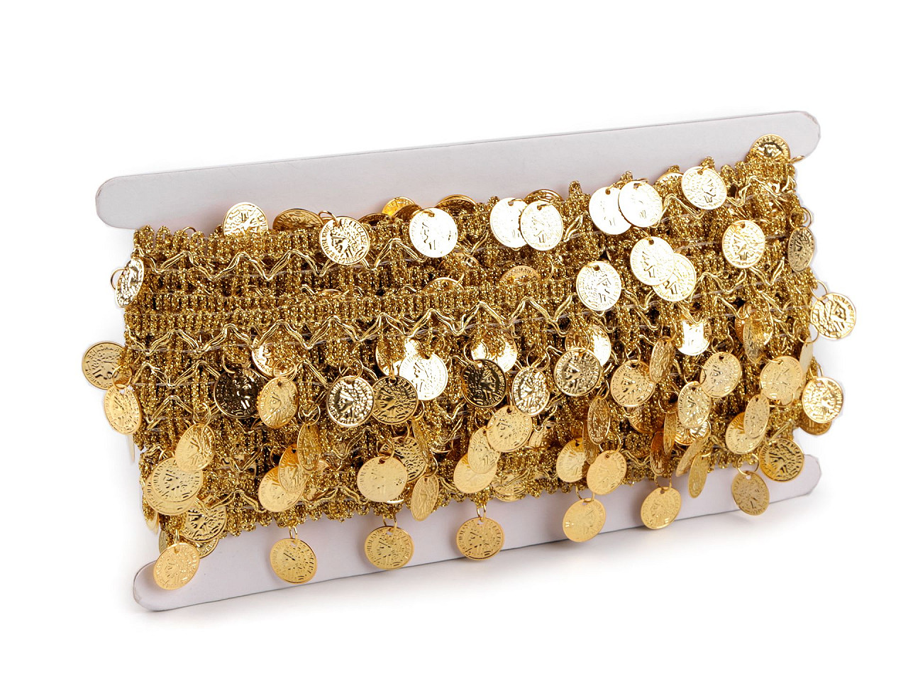 Banda/galon shakira cu monede, latime 38 mm - Auriu (1 Metru)