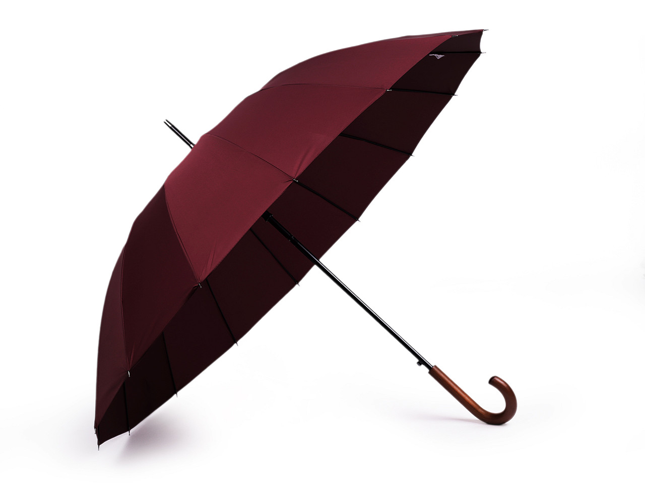 Umbrelă mare de familie cu mâner din lemn - Vișiniu (1 Bucată)