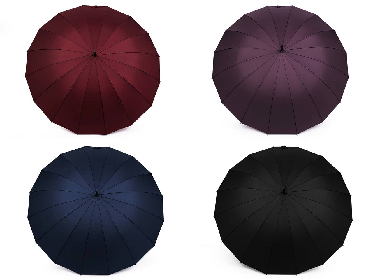 Umbrelă mare de familie cu mâner din lemn - Vișiniu (1 Bucată)