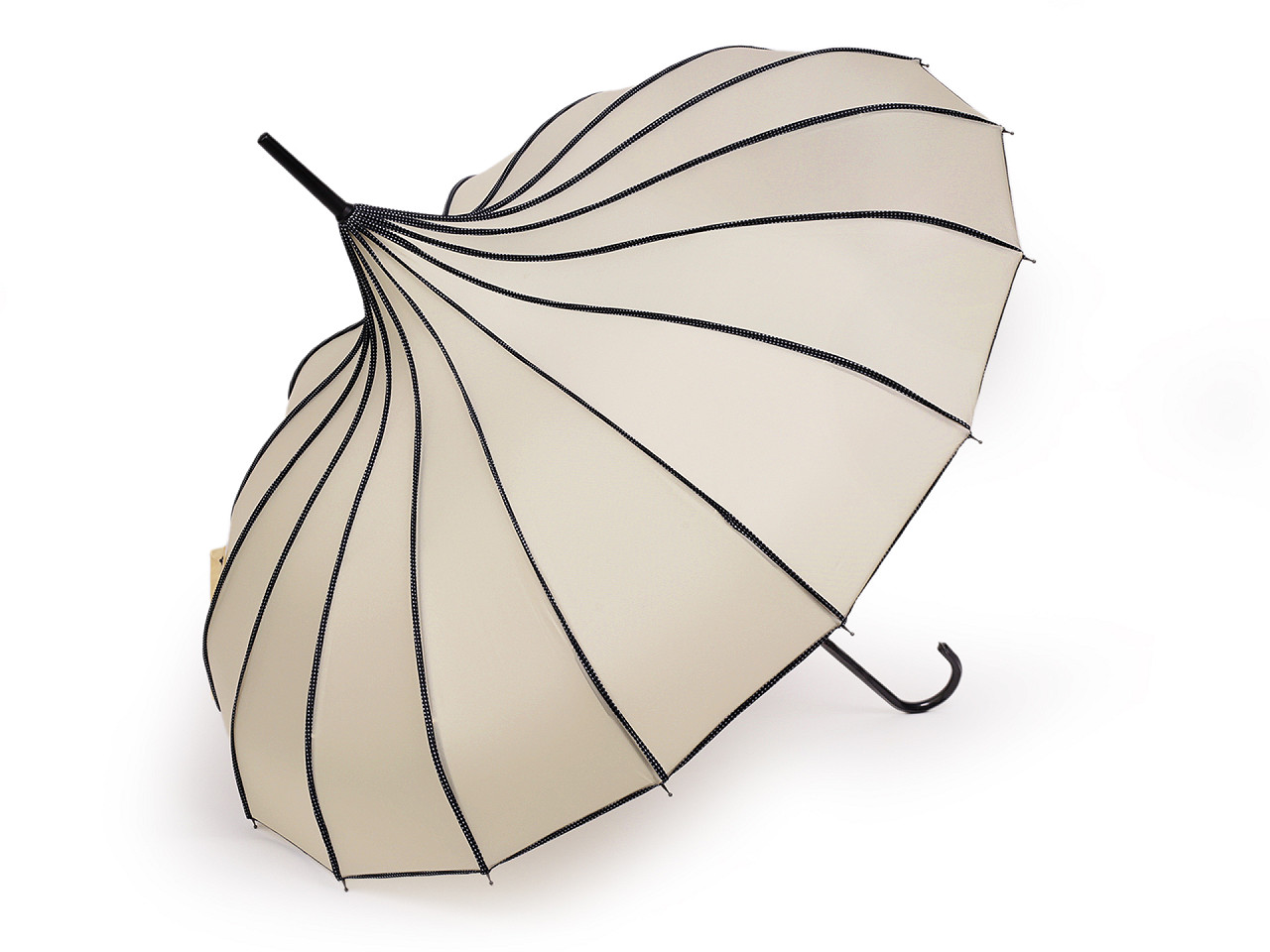 Umbrela dama cu maner din piele - Alb-negru (1 Bucată)