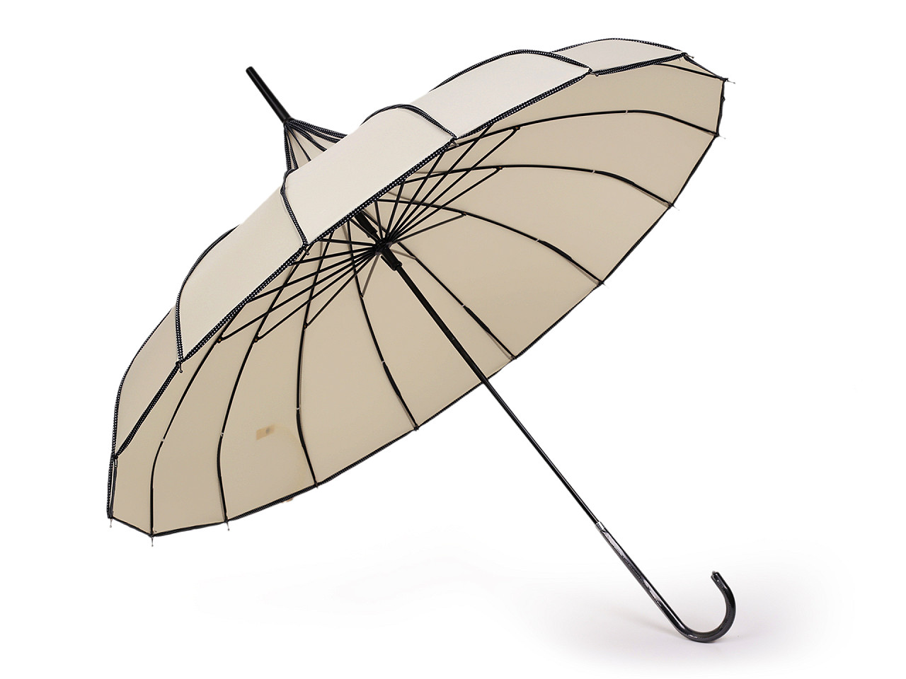 Umbrela dama cu maner din piele - Alb-negru (1 Bucată)