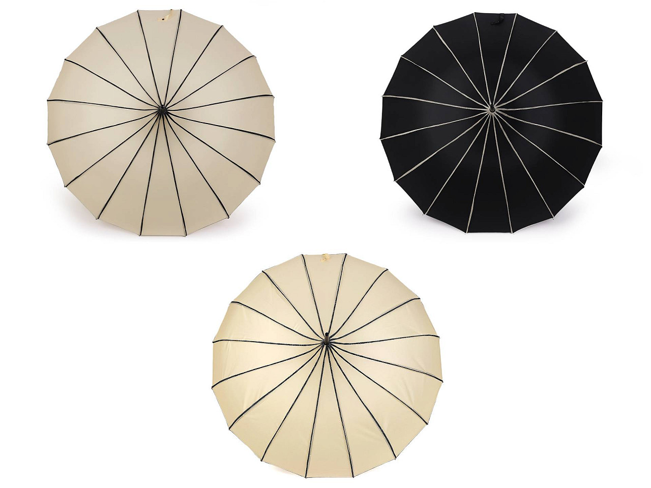 Umbrela dama cu maner din piele - Alb-negru (1 Bucată)