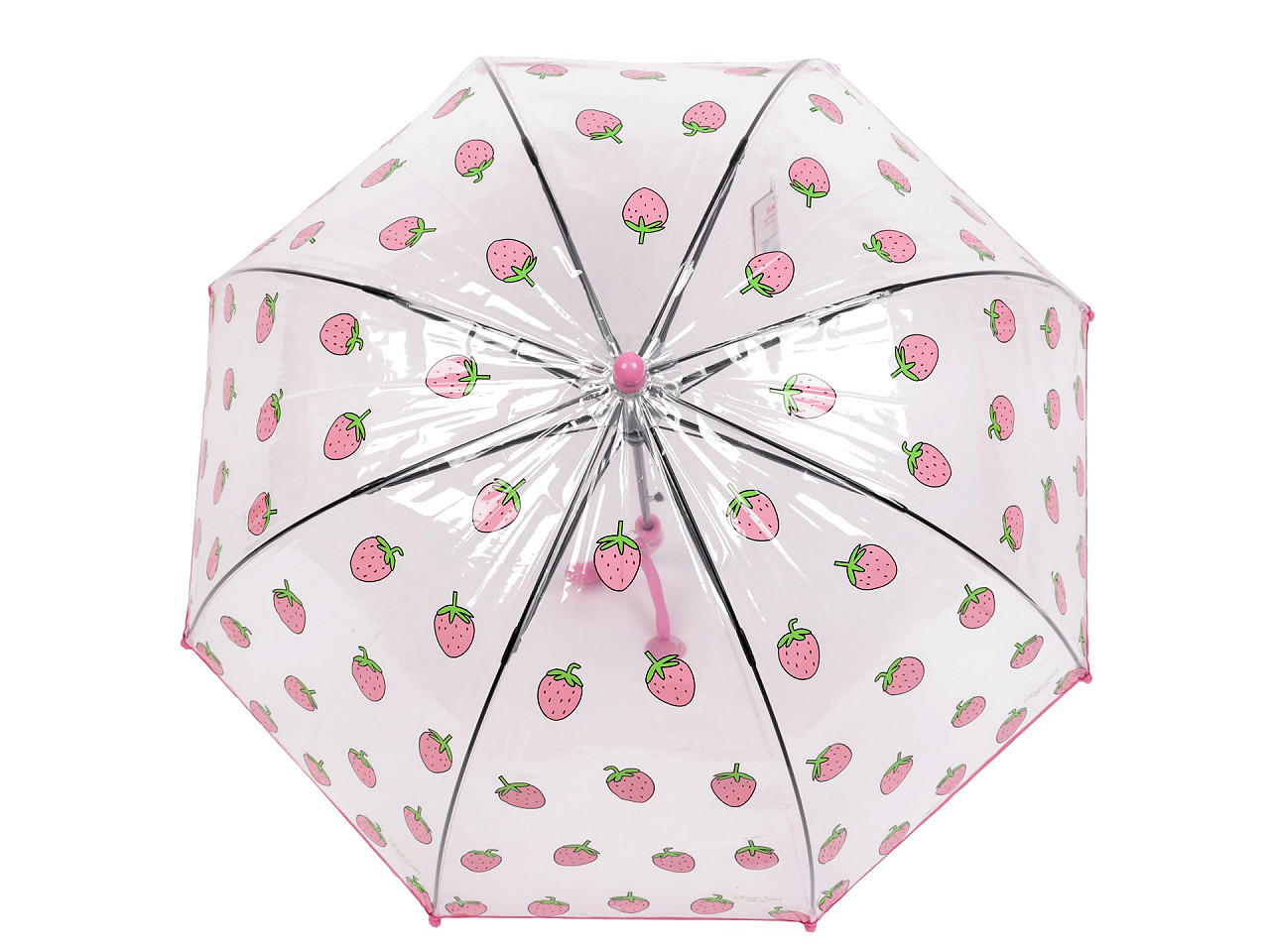 Umbrelă transparentă pop-up pentru copii, căpșuni - Verde (1 Bucată)