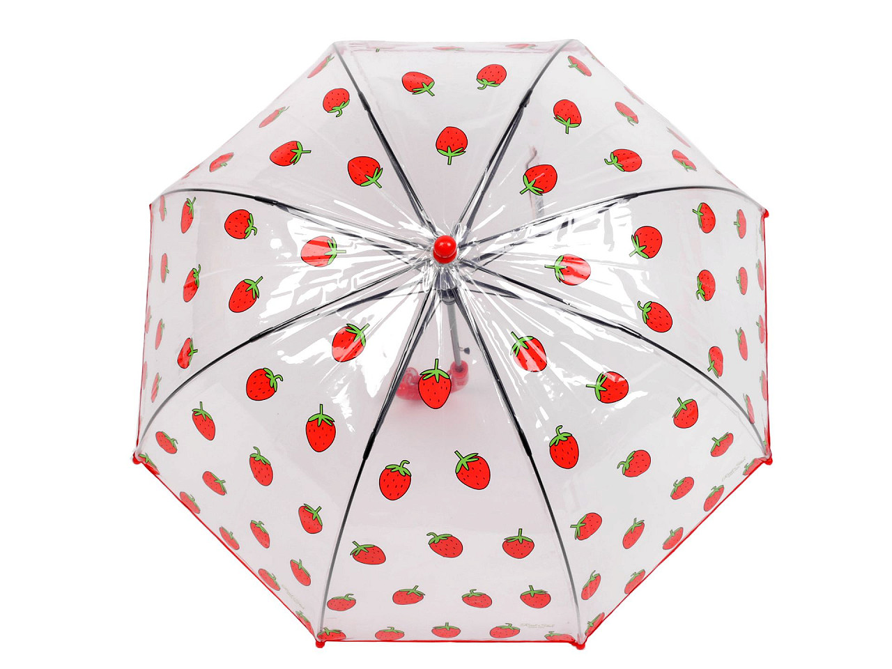 Umbrelă transparentă pop-up pentru copii, căpșuni - Verde (1 Bucată)